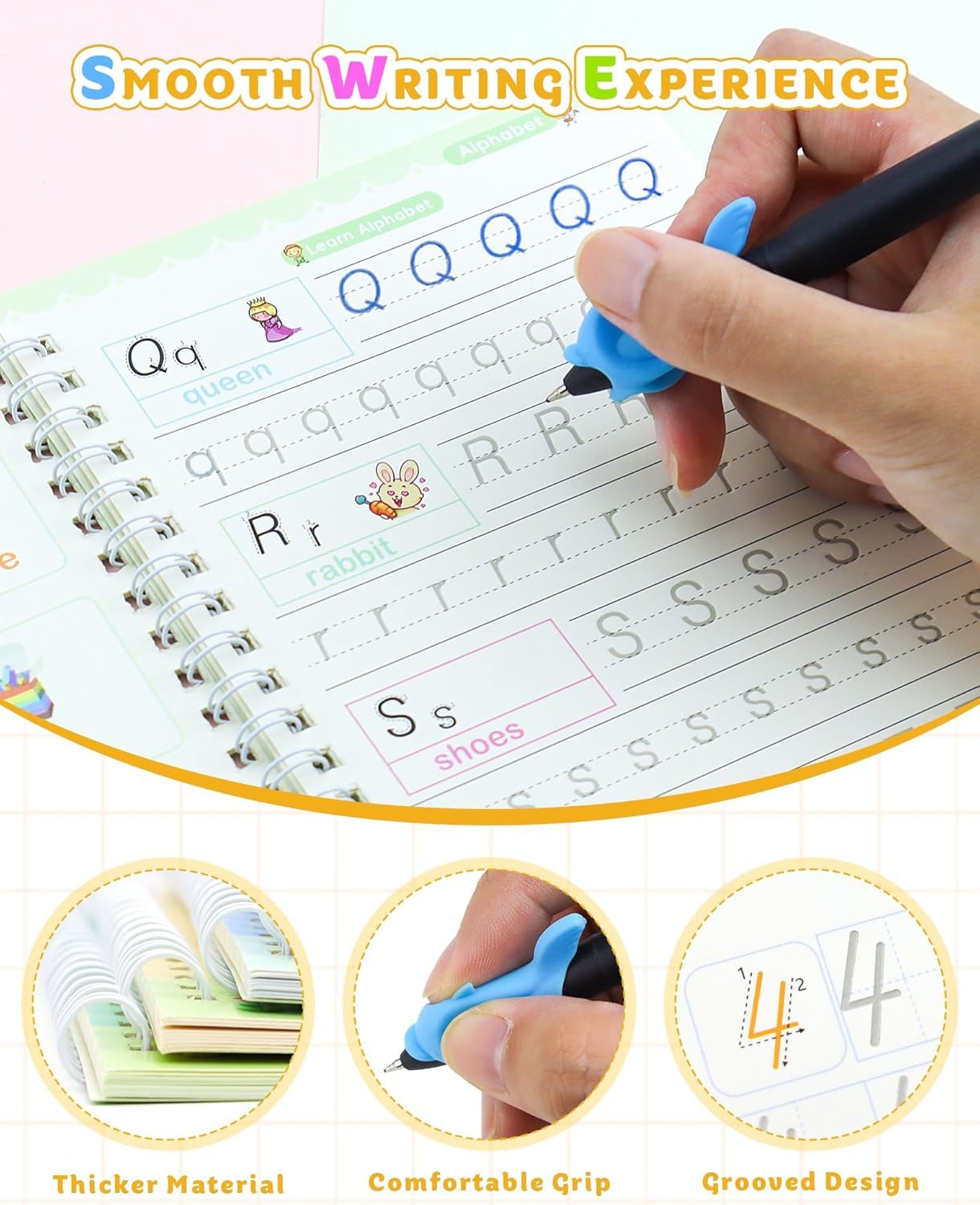 Sank Magic Practice Copybook (4 BOOKS,1 PEN,1 GRIP,10 REFILL)