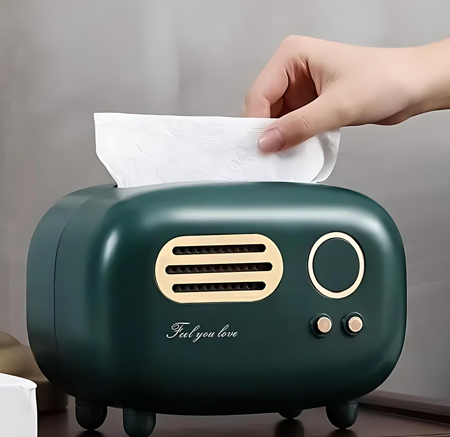 Vintage Radio Style Tissue Holder Box – Retro Decorative Dispenser
