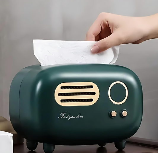 Vintage Radio Style Tissue Holder Box – Retro Decorative Dispenser